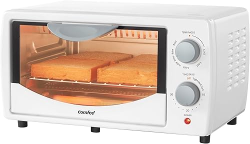 COMFEE' Horno tostador para encimera, pequeños hornos tostadores combinados de 4 rebanadas, mini horno para pizza de 9 pulgadas, horno compacto 2