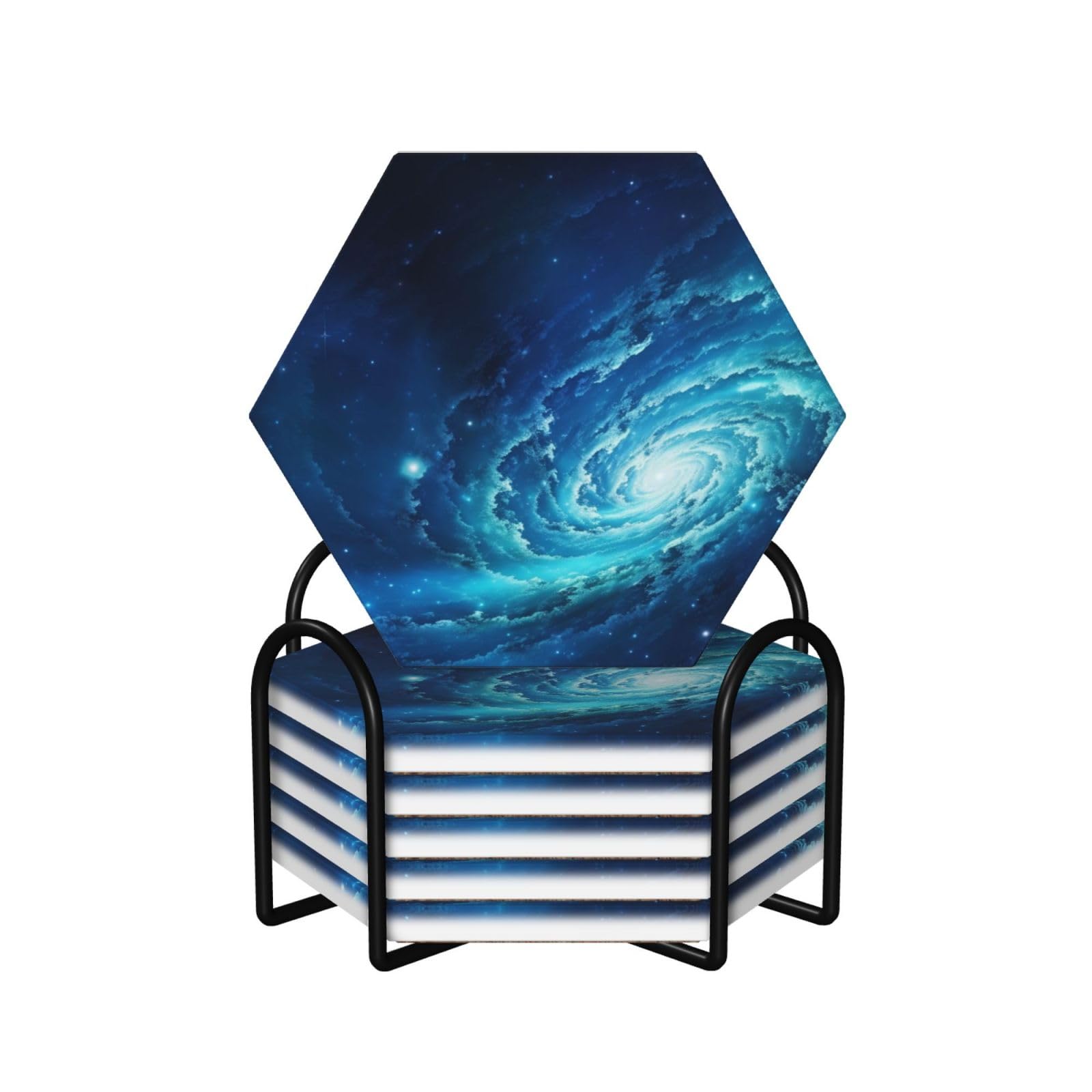 Dessous de verre absorbants en céramique et liège Blue Universe