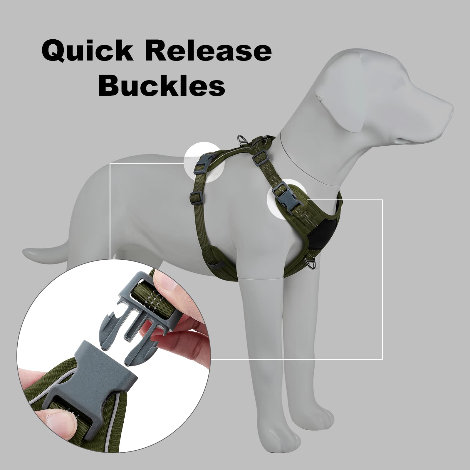 Plutus Pet No Pull Dog Harness, Release at Neck, Soft Padded, Reflective Adjustable Dog Vest Harness for Small Medium - Image 2