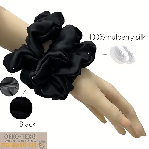 Miniatura 6 de Suncdelv Seda, coleteros 100% seda para el cabello, lazos para el cabello de 22 momme para antiarrugas y roturas, accesorios naturales para el