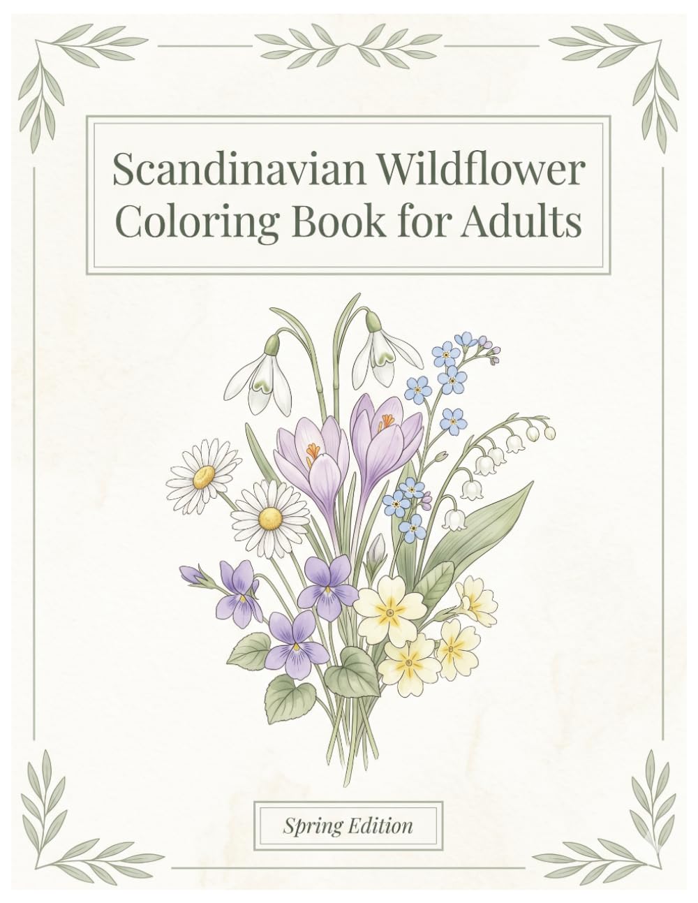 Scandinavian Wildflower Coloring Book for Adults: 50 Relaxing Nordic Floral Designs for Mindfulness, Stress Relief, and Creative Self-Care