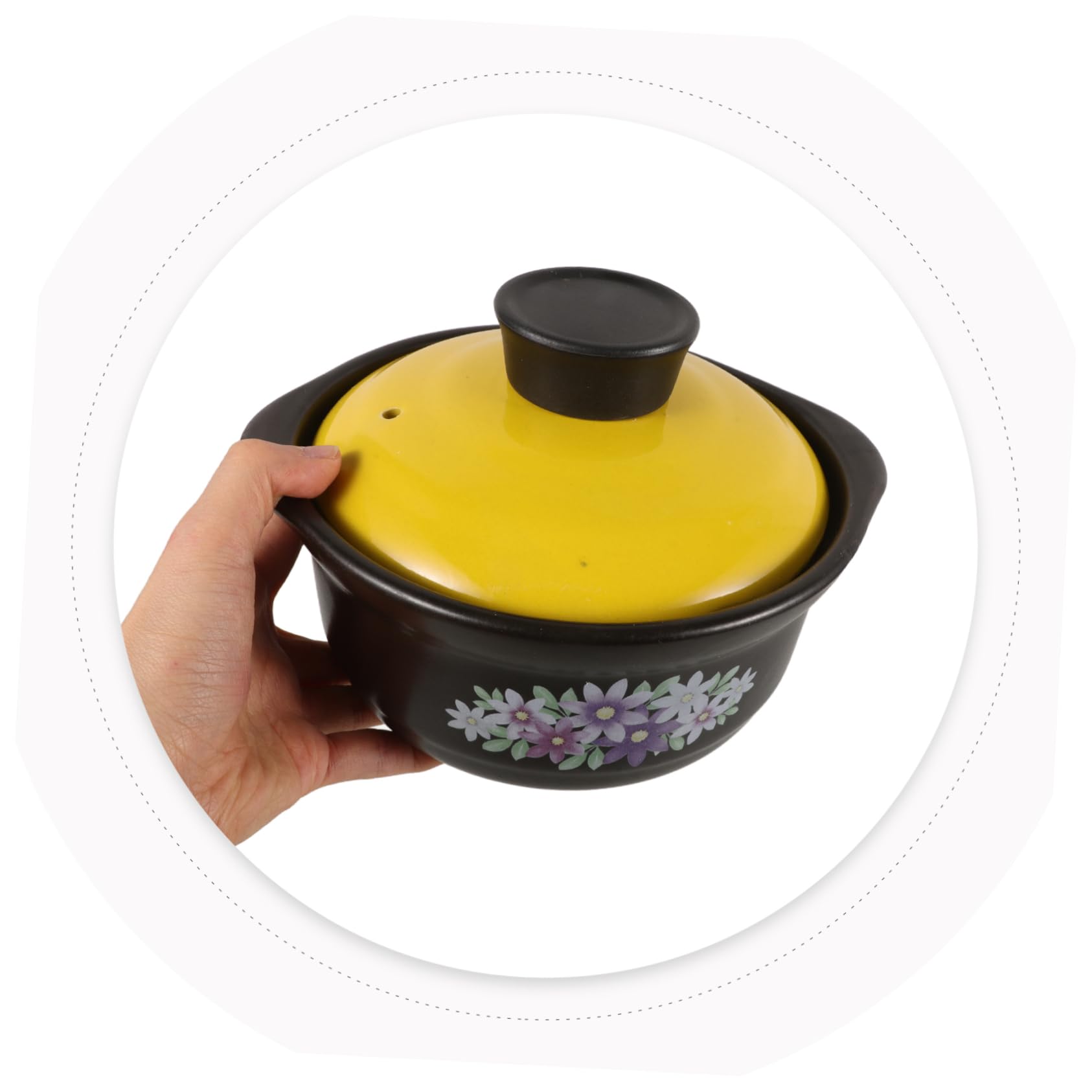 Cazuela de Barro para Sopa 1.3l Doble Asa, Utensilio de Cocina de Arcilla para Restaurante y Tienda de Alimentos, Excelente Conducción de Calor