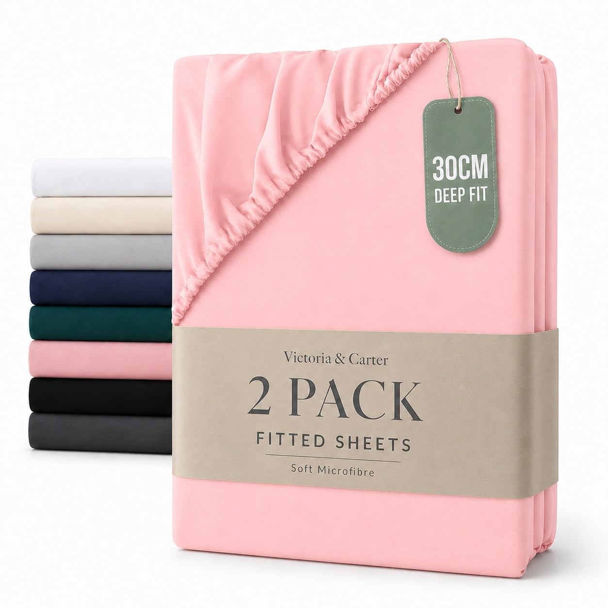 2 Pack Small Double Fitted Sheet (30cm) - 4ft Ultra Soft Microfibre Bed Sheets, Breathable, Shrink and Fade Resistant, Easy Care for Small Double Beds (Small Double/4ft, Pink)