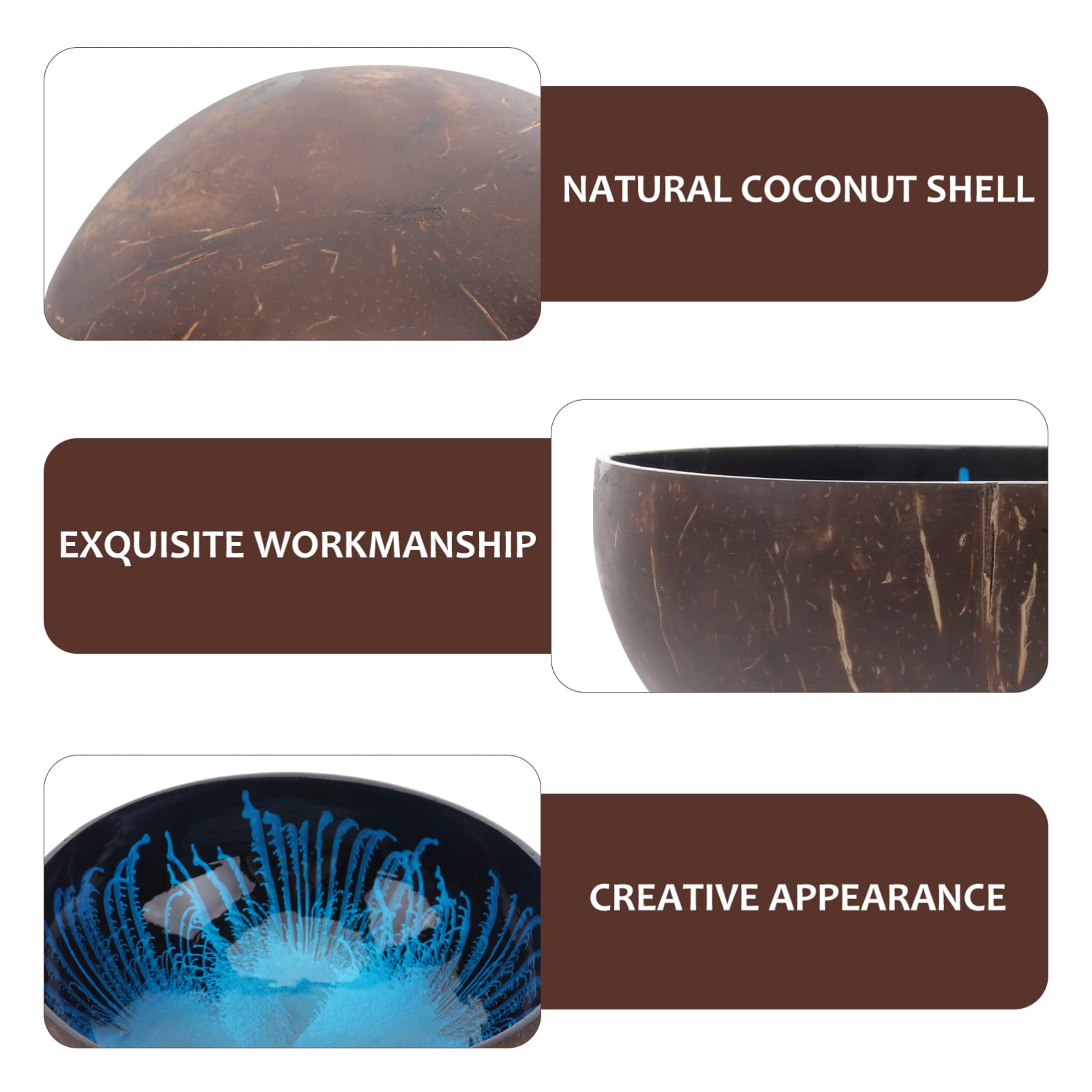 2 Ciotole Decorativo In Guscio Di Cocco | Portachiavi E Portaoggetti Stile Tropicale - Blu - Foto 8