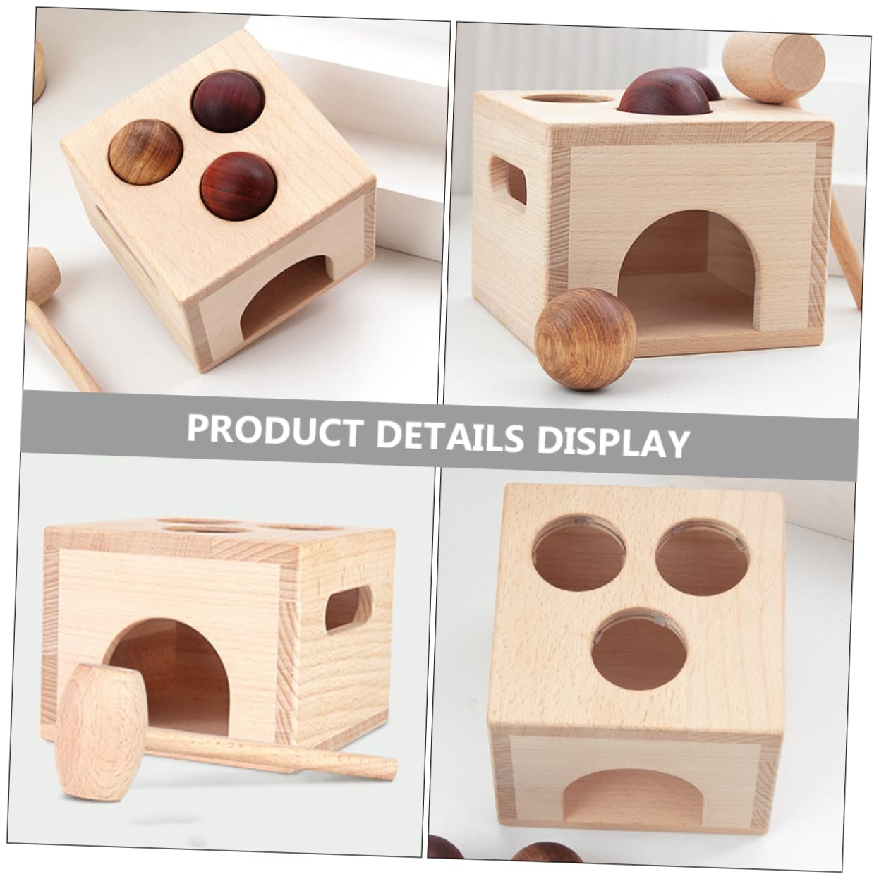 Hemobllo Giocattolo Educativo Knock Balls in Legno Liscio per Bambini 1-3 Anni, Set per Sviluppo Coordinazione Occhio-Mano e Abilità Sociali, Gioco Didattico Montessori per Casa