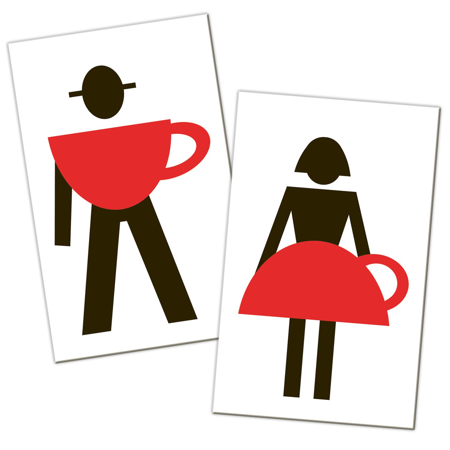 Logbuch-Verlag 2 placas WC puerta de baño de aluminio 10 x 16 cm negro y rojo hombre mujer - cartel wc puerta original - pegatina puerta baño wc