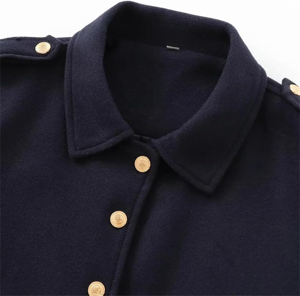Women's Single-Breasted Cropped Jackest With Stand-Up Collar And Pocket Detailing