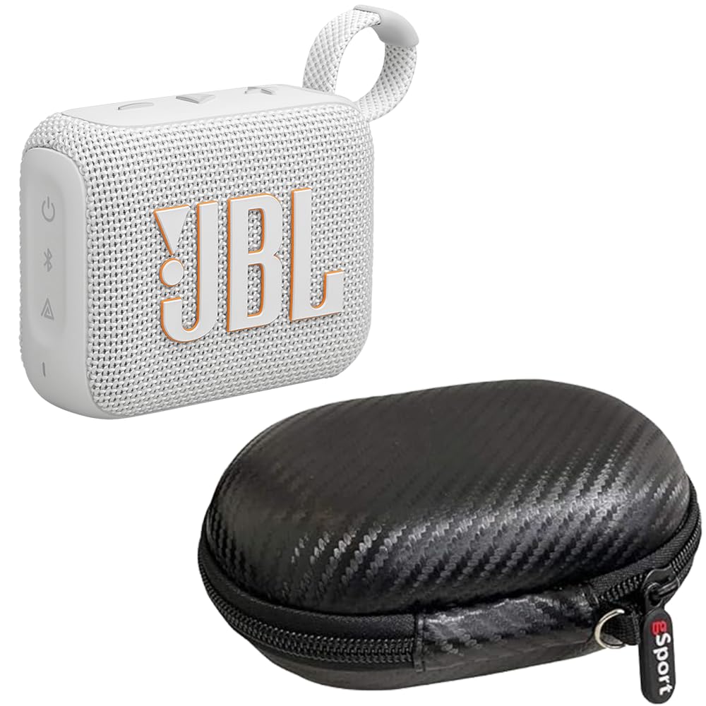 JBL GO 4 Ultra Portable Bluetooth Speaker Bundle with gSport Case (White)