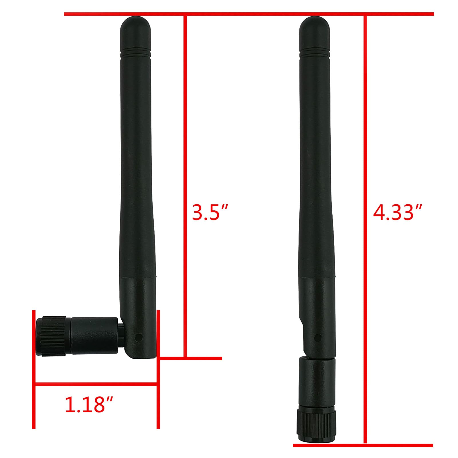 Antena RP-SMA de red para computadora (paquete de 2), señal inalámbrica WiFi de doble banda de 2 dBi, 2.4 GHz, 5 GHz, BT (RP-SMA macho (agujero))