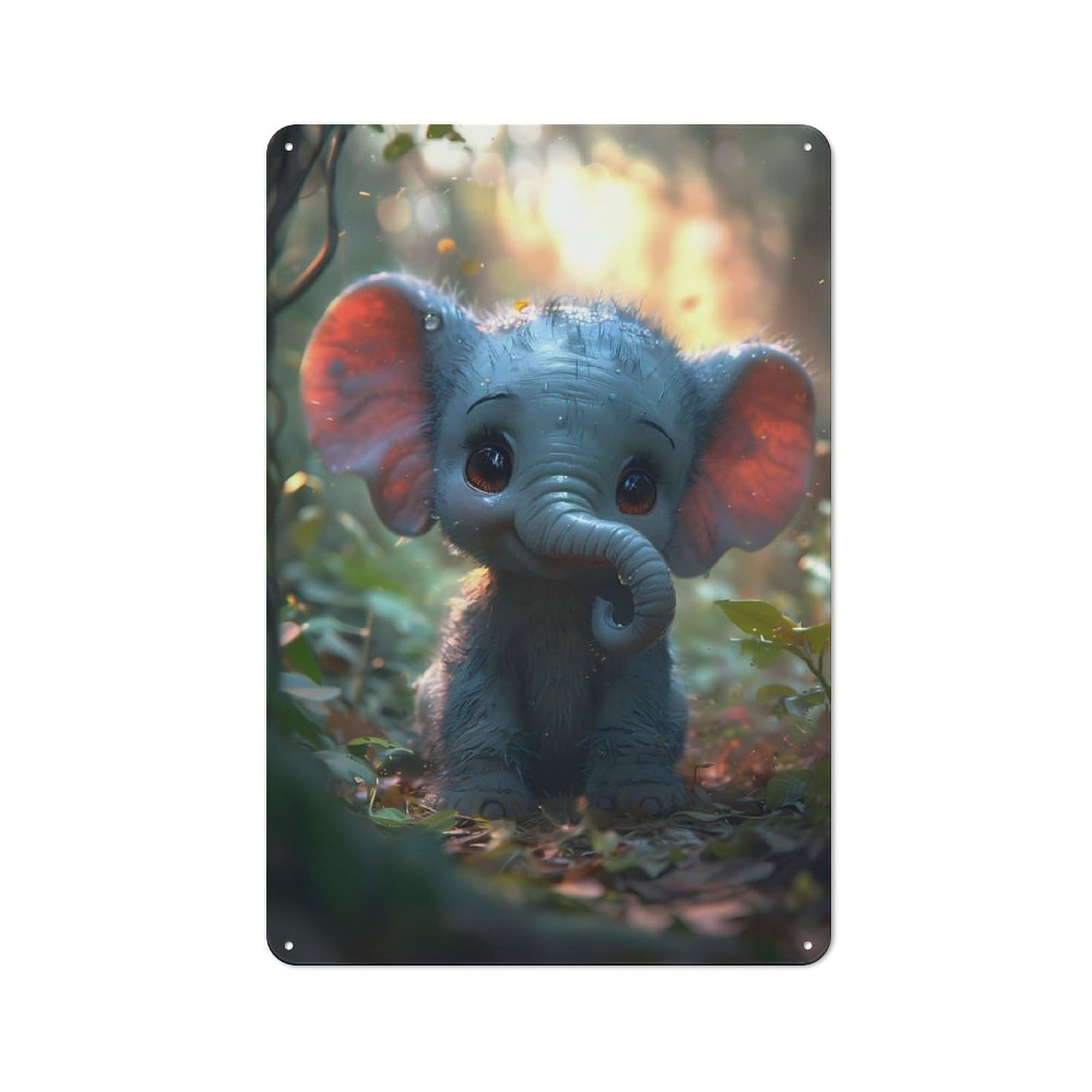 Metal Wall Sign 30x20cm Featuring Elephant Cartoon Animal for Café Or Home Bar, for Metal Sign Collectors, for Garage And Workshop Walls