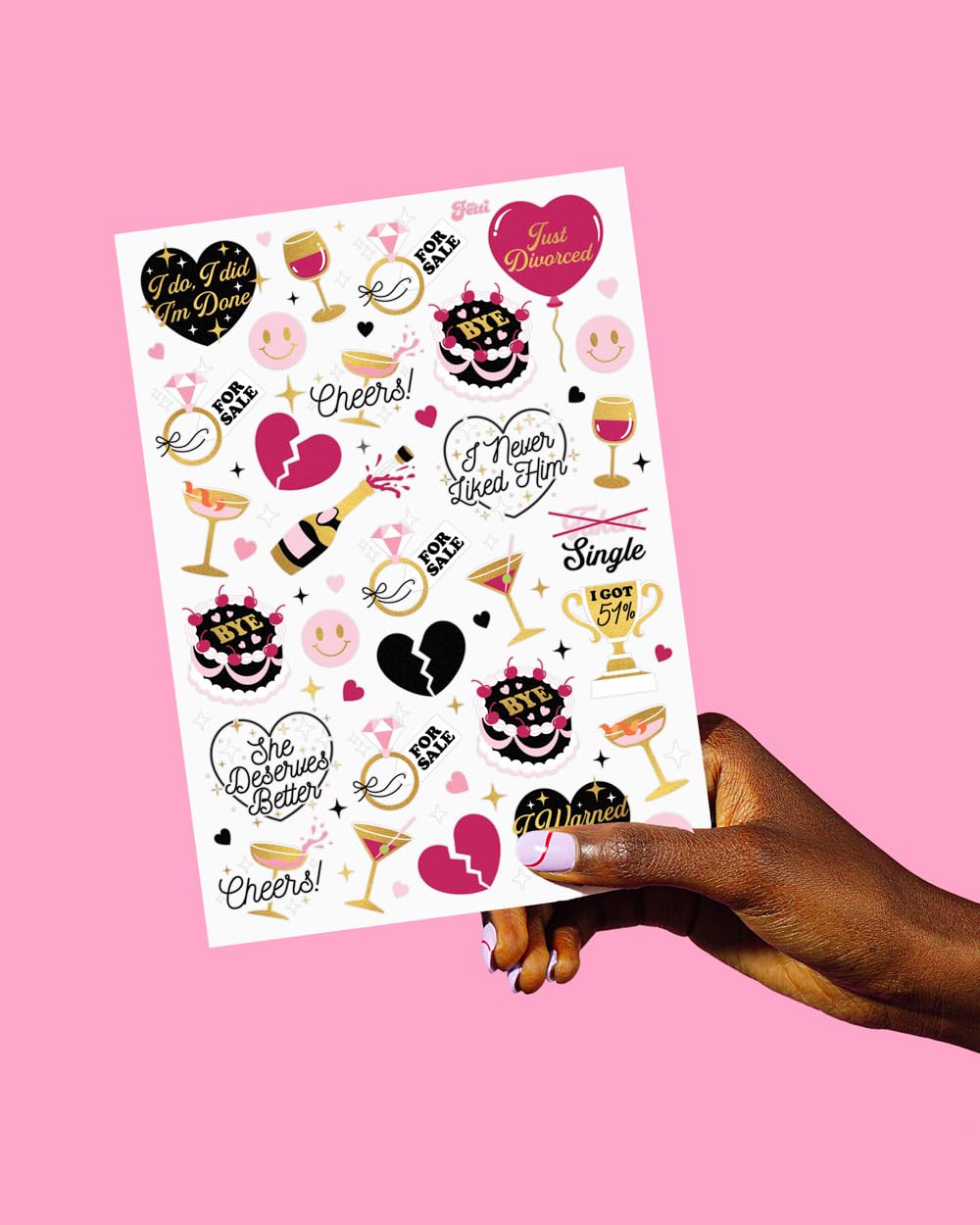 xo, Fetti Divorce Party Temporary Tattoos - 60 Foil Styles | Just Divorced Party Supplies, Break Up Party Favors, Single Ladies Party Decorations, Ex-Wife Gag Gift, Newly Divorced