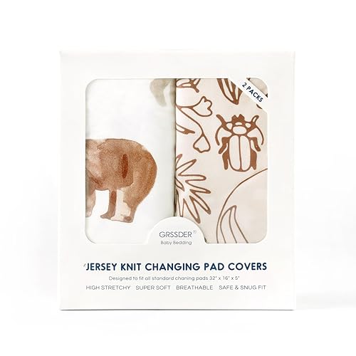 Vista 122 de GRSSDER Juego de 2 sábanas elásticas ultra suaves para moisés, ajuste universal para moisés, cesta de moisés, colchón rectangular ovalado, seguro