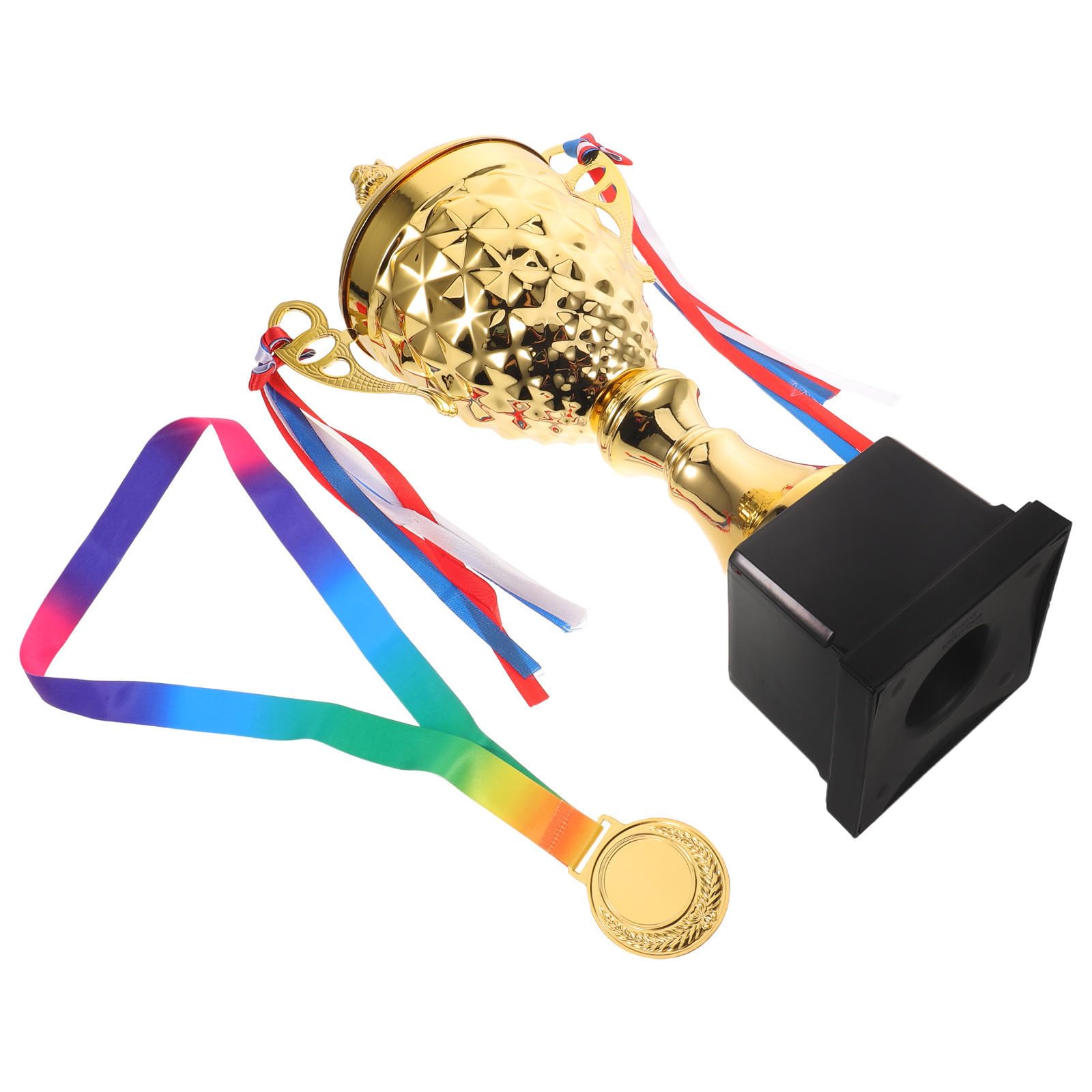 Toddmomy Set di Coppa e Medaglia in Metallo Oro con Nastro per Tornei Sportivi, Riconoscimento di Prestazioni Atletiche, Design Elegante per Eventi Sportivi