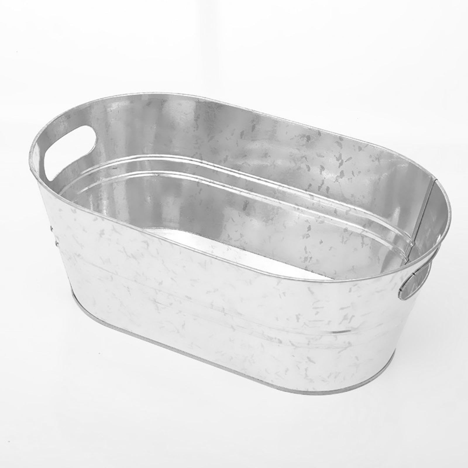 Colaxi Galvanized Metal Ice Bucket,Classic Oval Ice Bucket,Rustic Decoration,Galvanized Oval Beverage Tub for Beverage Party