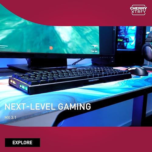 Miniatura 7 de CHERRY XTRFY MX 3.1 Teclado mecánico con cable Carcasa de aluminio MX2A Interruptores rojos silenciosos para juegos y oficina (negro, MX2A rojo