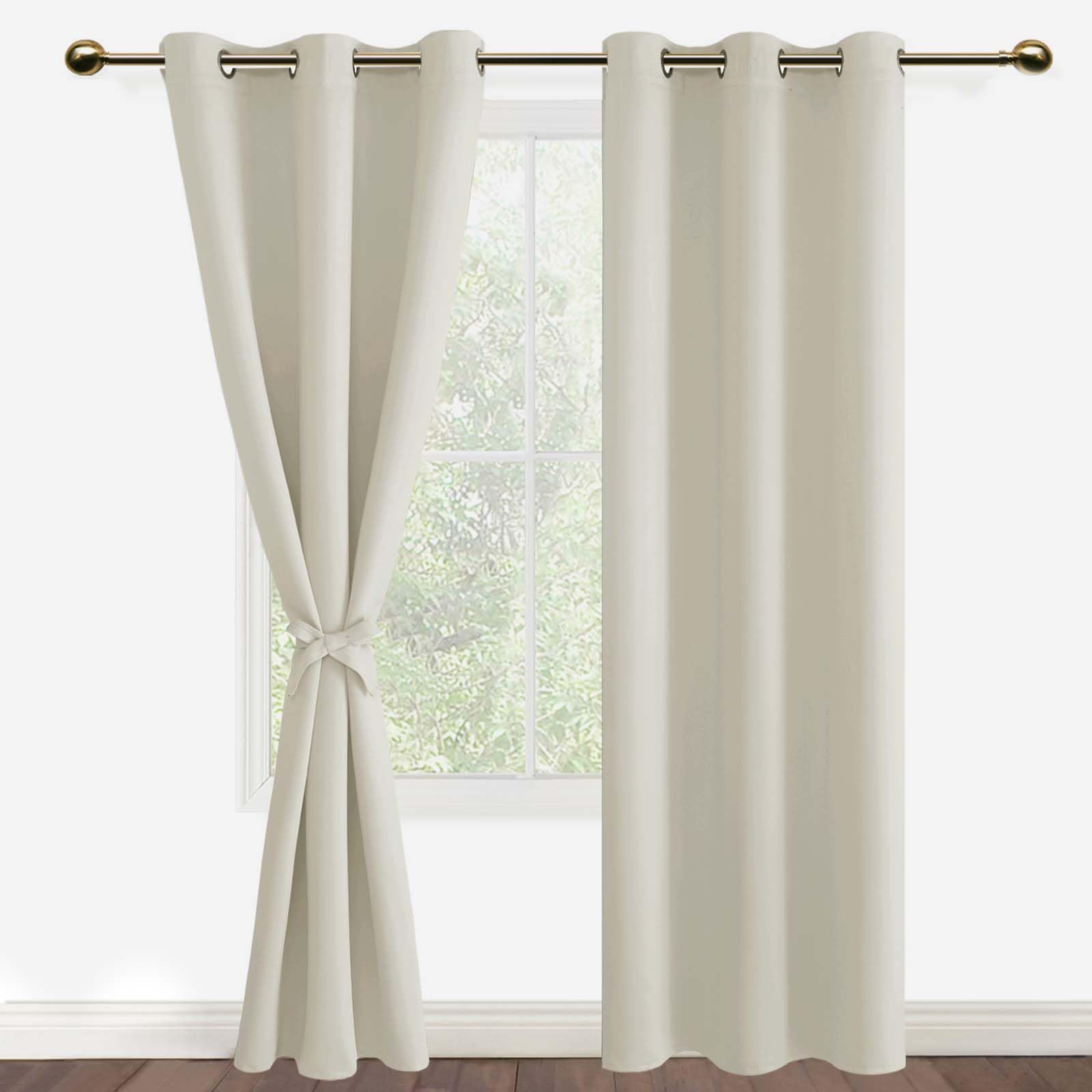 DWCN Blackout Curtains for Bedroom with Holdbacks, Room Darkening, Privacy, Window Curtains for Living Room, 42 x 84 inches long, Ivory, 2 Panels