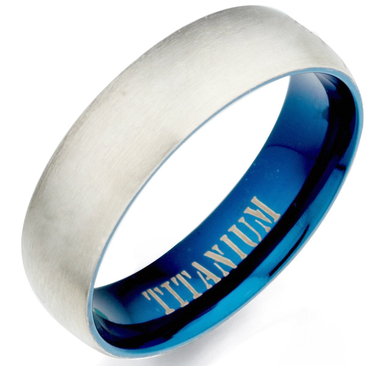 Women Blue2 Tone Matte Polish Anniversary Titanium Wedding Ring 5mm 7mm Valentine Day Gift
