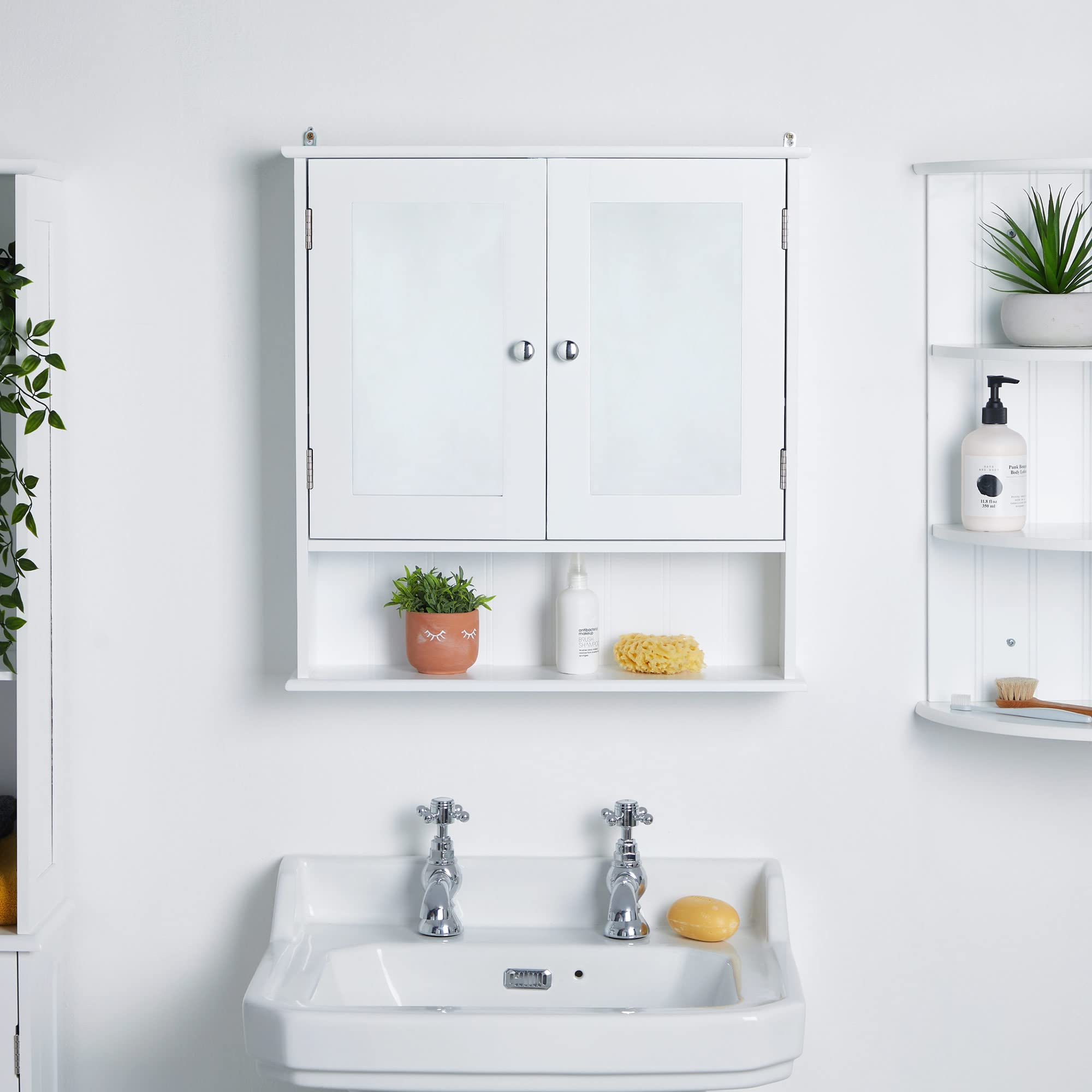 VonHaus Bathroom with Mirror White Double Door Wall Mounted