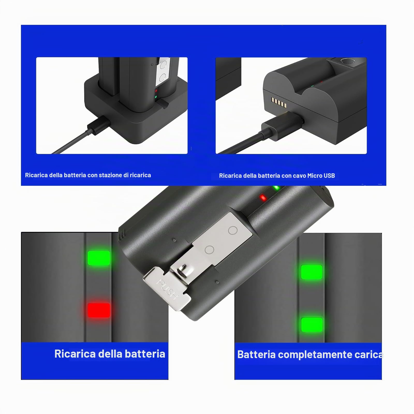 Confezione da 2 pacchi batteria da 6800mAh a ricarica rapida di Ring, batteria V4 e stazione di ricarica per telecamera Ring, batteria di ricambio per Ring Video Doorbell 2/3/4/3 Plus, Stick Up Cam (2