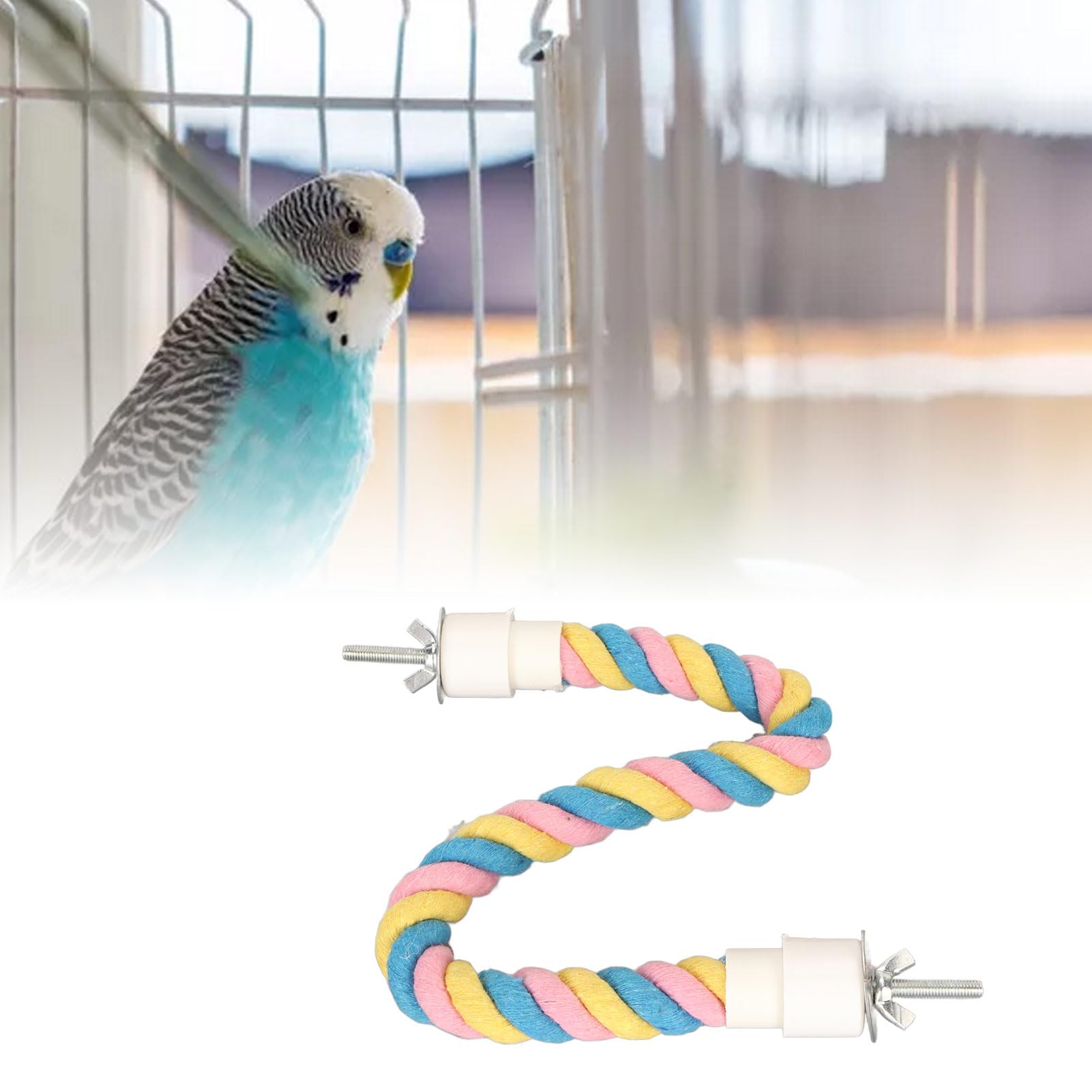 Bunte Vogelseil-Sitzstange Aus Baumwolle – Flexibles Kletterseil Für Papageien, Sittiche & Wellensittiche