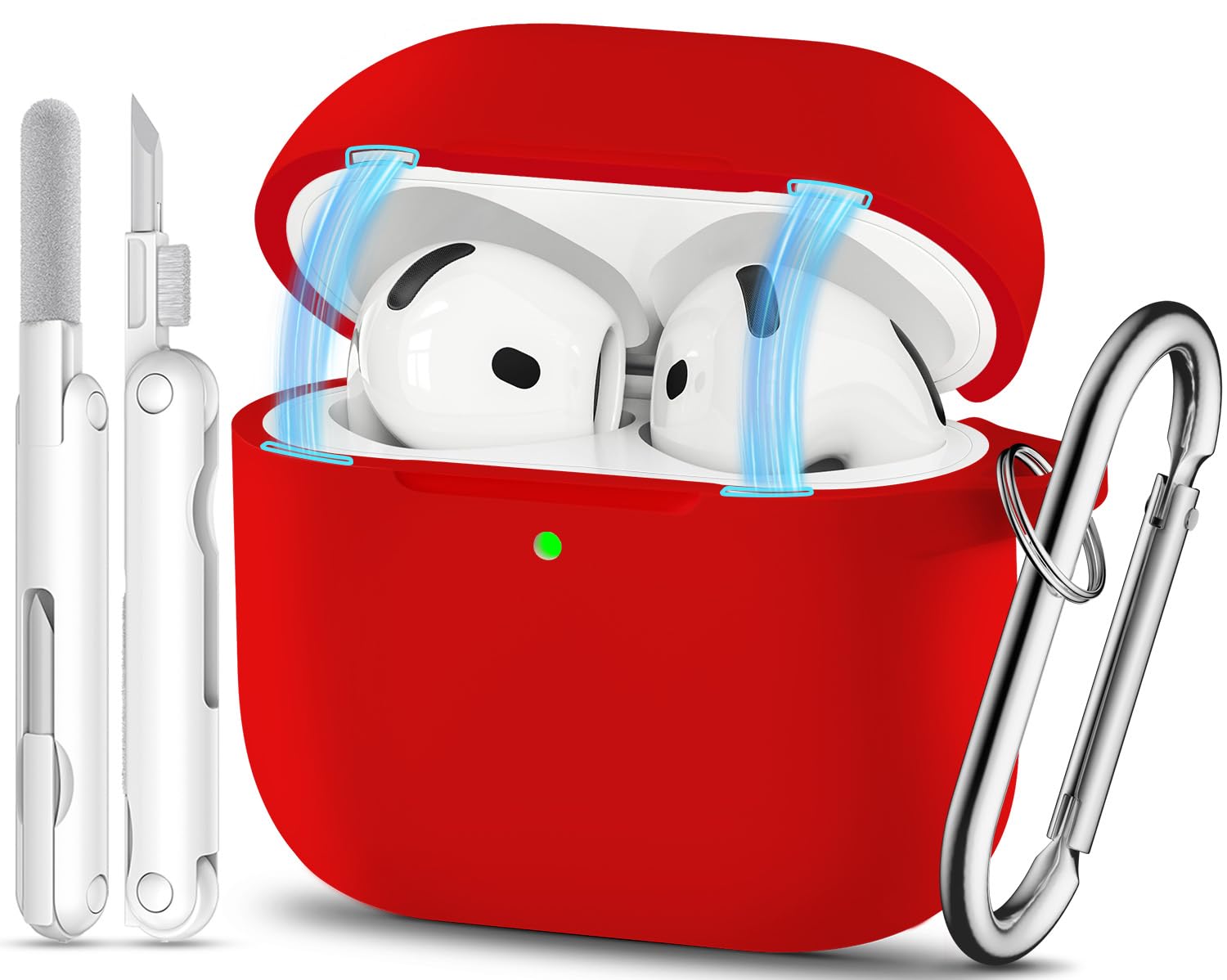 for AirPods 4 Case, TNSNK Silicone AirPod 4 Case Cover Compatible with Apple Airpods 4th Gen, Shockproof Protective Cases for Women Girly with Cleaner