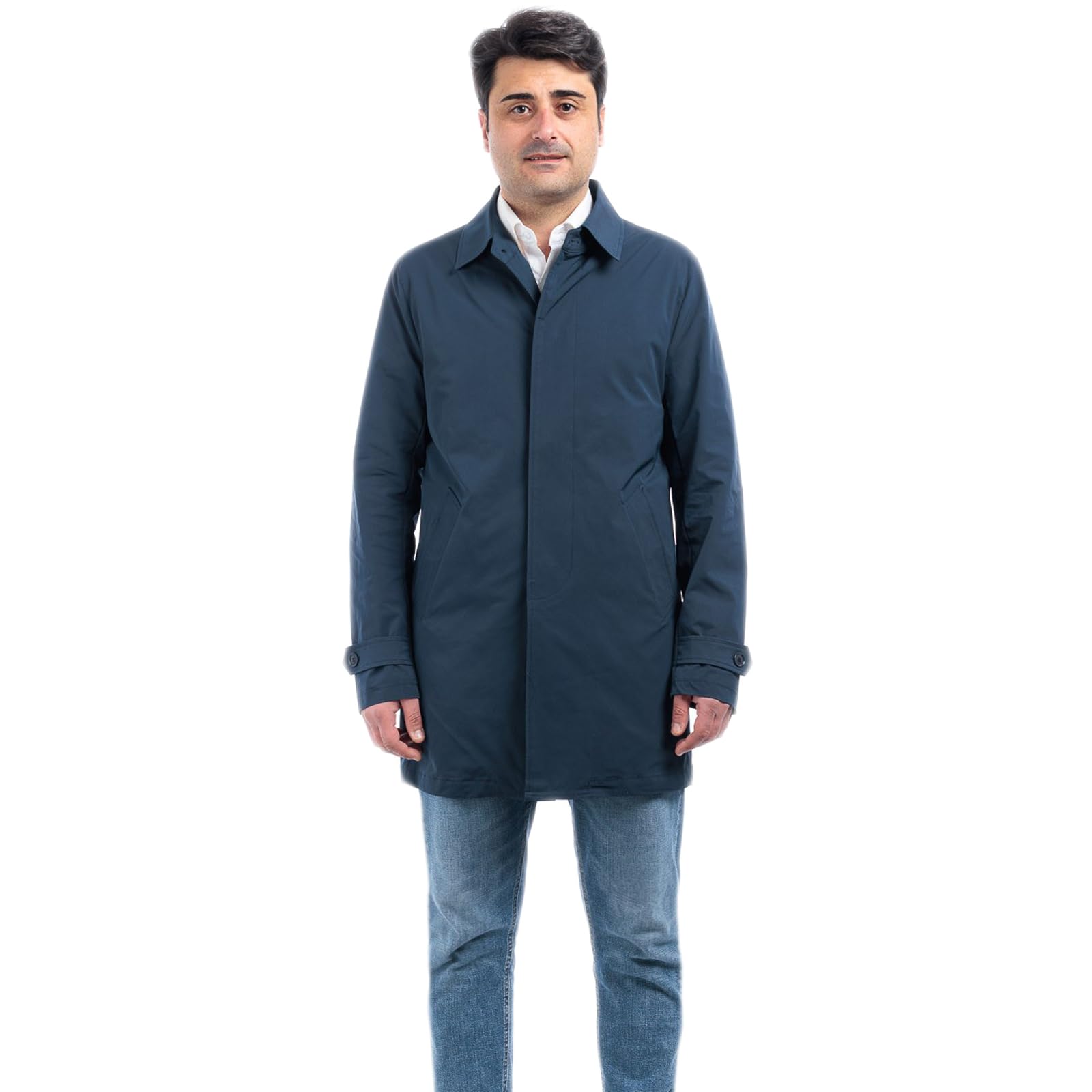 Trench Sartoriale Uomo Primaverile Cappotto Impermeabile Soprabito Estivo Leggero Elegante Cappottino Lungo Colletto Classico Stile Casual