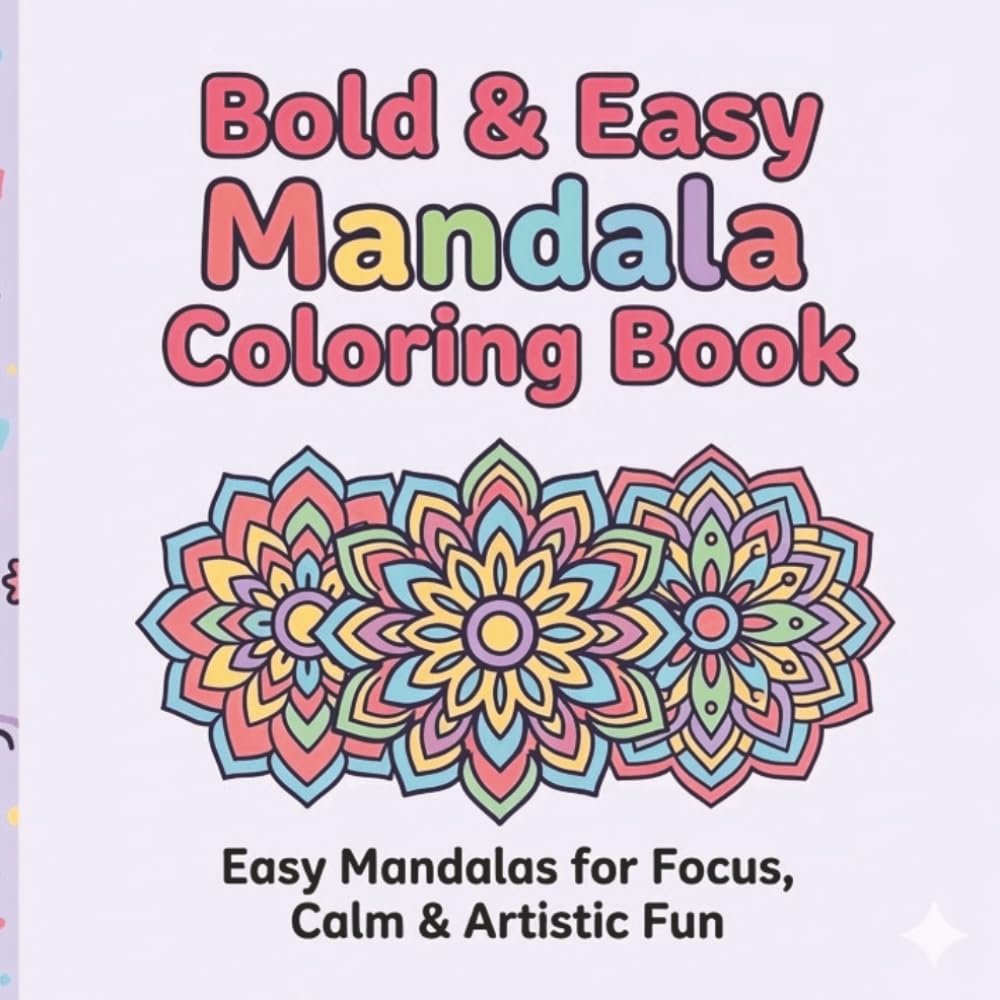 Bold & Easy Mandala Coloring Book: Simple Large Print Mandalas for Relaxation and Stress Relief – 60 Bold & Easy Designs with Thick Lines for Adults, Seniors, and Beginners | 8.5 x 8.5 Inches |