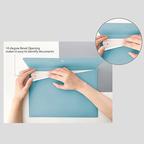 Miniatura 3 de VANRA Carpetas de archivos de polietileno tamaño carta, organizador de sobres de plástico, tamaño A4, soporte plano para documentos con cierre de