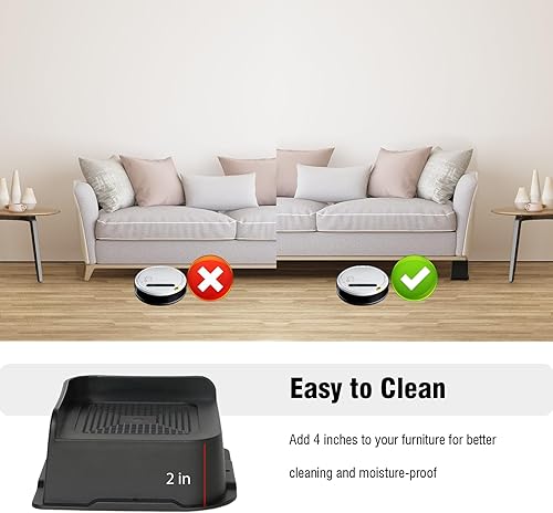 Miniatura 4 de KAPHIB Elevadores de cama para muebles de 2 pulgadas, bloques elevadores de muebles resistentes de gran tamaño que elevan hasta 6,000 libras con