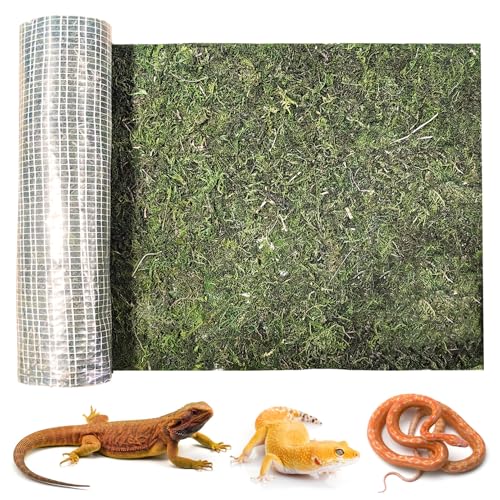 kathson Reptile Carpet, Natural Moss Mat for Terrarium, Bearded Dragon Tank Flooring Green Substrate Liner for Leopard Gecko Hermit Crab Lizard Tortoise (47.24