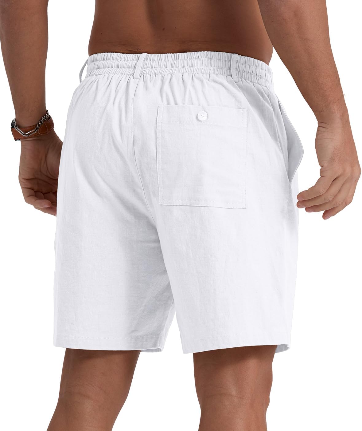 Sailwind Men's Linen Shorts 7" Casual Elastic Waist Drawstring Summer Beach Shorts - Image 6