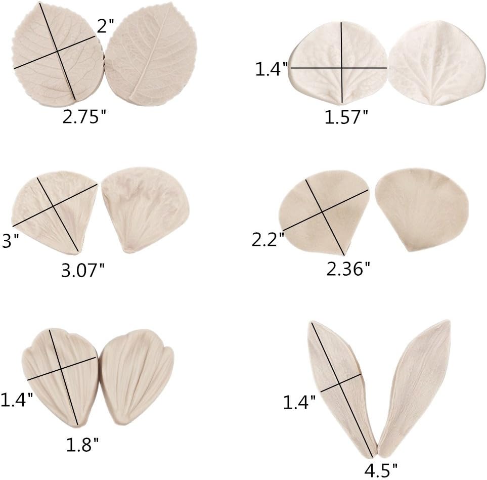 6set Gumpaste Flower Silicone Mold for Fondant Wedding Cake Decorating image 5