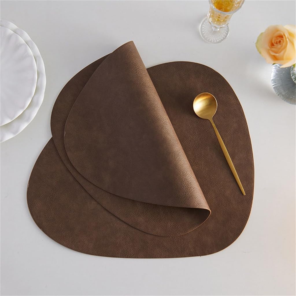Retro Grain Leather Table Mat Anti-hot Anti-Oil Meal Mat Light Luxury Hotel Bowl Mat