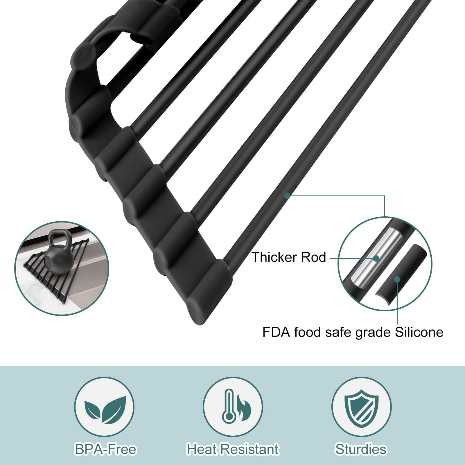 Égouttoir à Vaisselle Enroulable Sur L'évier, Pliable, Multifonction En