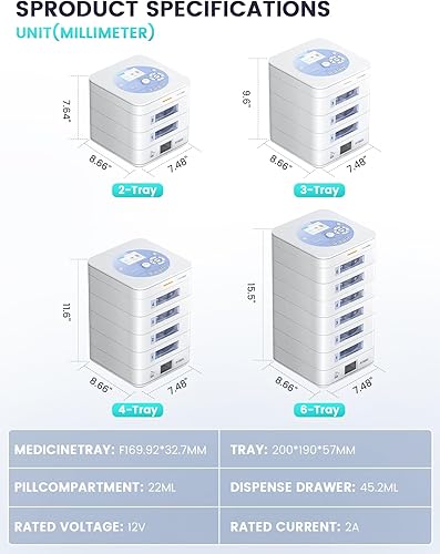 Miniatura 6 de Dispensador automático de pastillas para 42 días, configuración de aplicaciones y dispositivos por familia, pantalla LCD, bloqueo digital, alertas