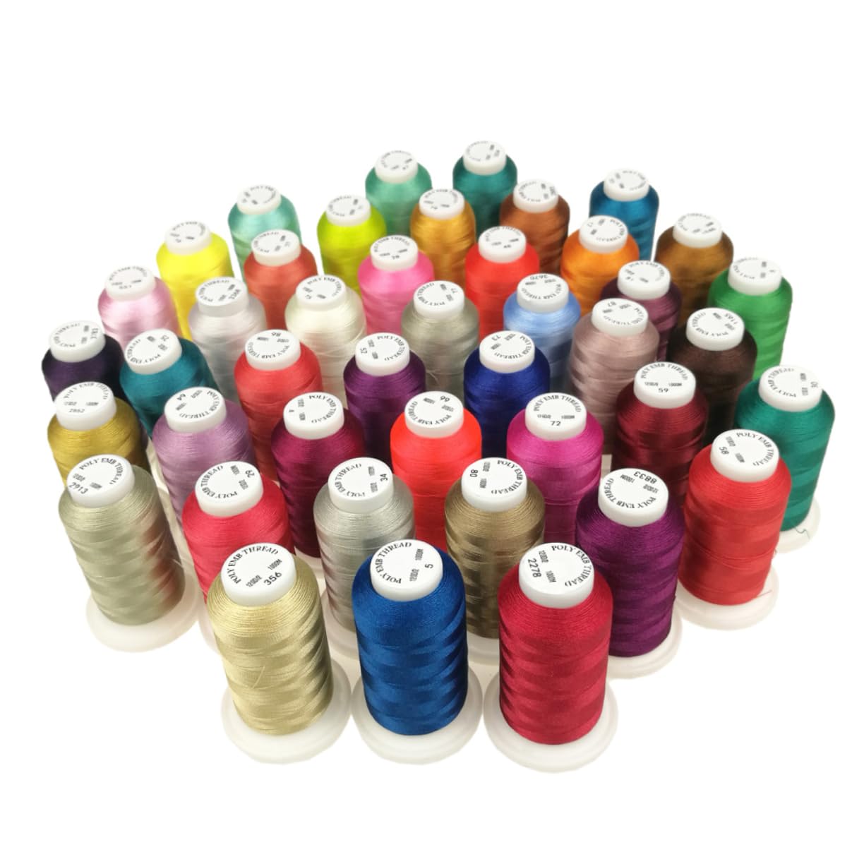 Fil à Broder Set de Couleurs 500m Polyester, Lot de 40 Set de 120d/2