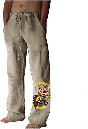 GIERIDUC Pantalones deportivos para hombre Pantalones deportivos para hombre con bolsillos con cremallera para hombre, pantalones de vestir marrón