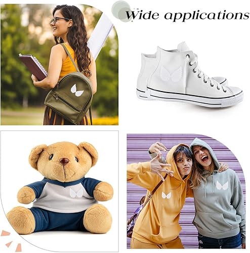 Miniatura 6 de AHANDMAKER 50 piezas de parches de alas de ángel con purpurina, parches blancos para coser en forma de ala en relieve, mini accesorios de ala de