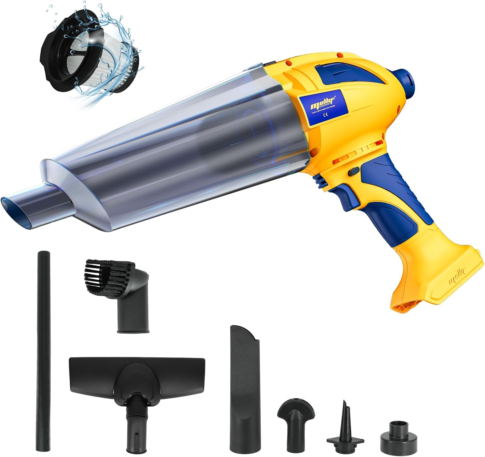Mellif Cordless Vacuum Cleaner Compatible with 20v Battery(No Battery), Brushless Handheld Stick Vacuum Air Pump Blower, 26KPA High Suction Portable Vacuum for Car, Cartpet, Home