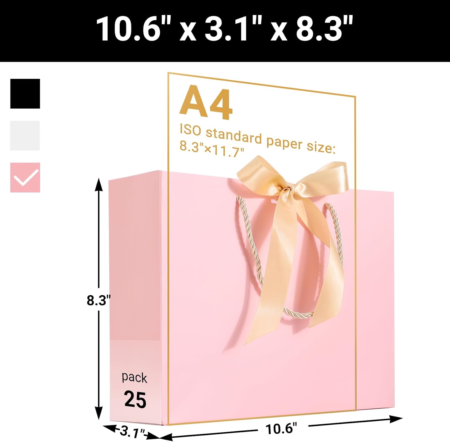 EUSOAR 25pcs 10.6"x3.1"x8.3" Pink Thank You Gift Bags with Handles and 20pcs 8.6"x 4"x 7" Blue/Yellow Paper Gift Shopping Bags