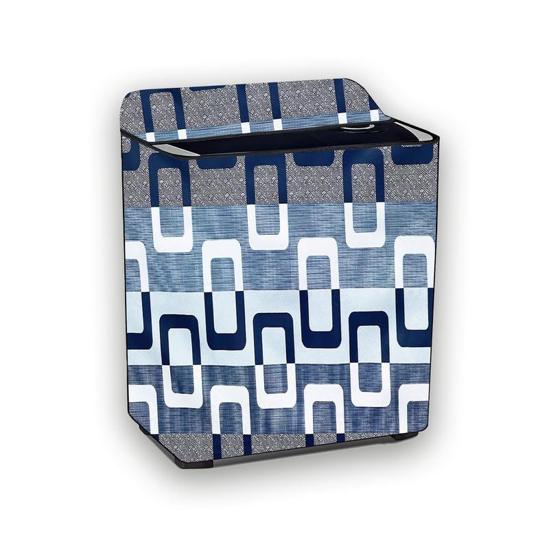 HIZING Waterproof washing machine cover Ideal for CIVAKI 8.5kg Semi Automatic Top Load (CVW-8501HG) geometric Blue print