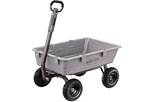 Gorilla Carts Poly Dump Cart with Detachable ATV Tow Hitch and Dual-Position Handle