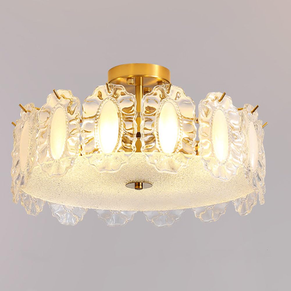 KXEcoLife E27 French crystal glass ceiling lamp, modern chandelier for princess room, living room bedroom study combination lamps and lanterns,C,60CM