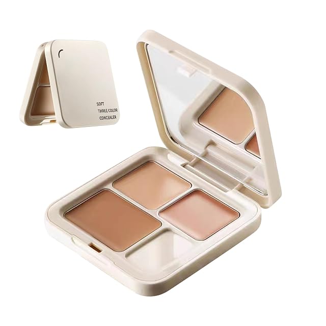 Cream Concealer Palette 3-Color - Smooth Blendable Texture Long-Lasting Coverage Multi-Purpose Contouring Corrector For Blemishes Redness Imperfections Makeup