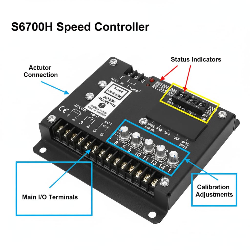 S6700H Speed Controller Governor High Precision Electronic Engine Speed Control Module Generator Control Panel for Generator