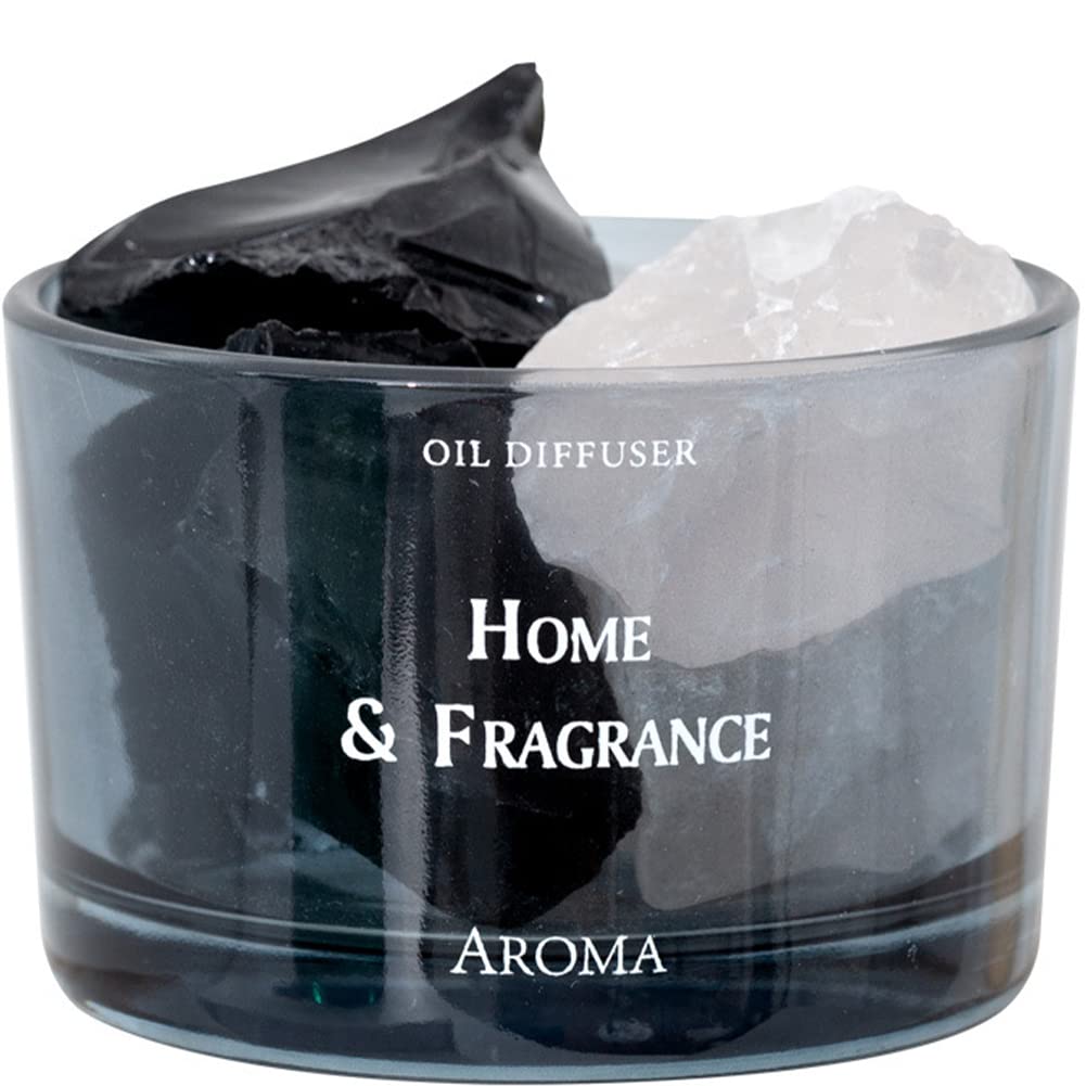 YUYAKESHI アロマ クリスタルストーン アロマ皿 天然水晶 クリスタル 空気浄化 さざれ石 インテリア 装飾 テーブル 贈り物 玄関（ブラック）