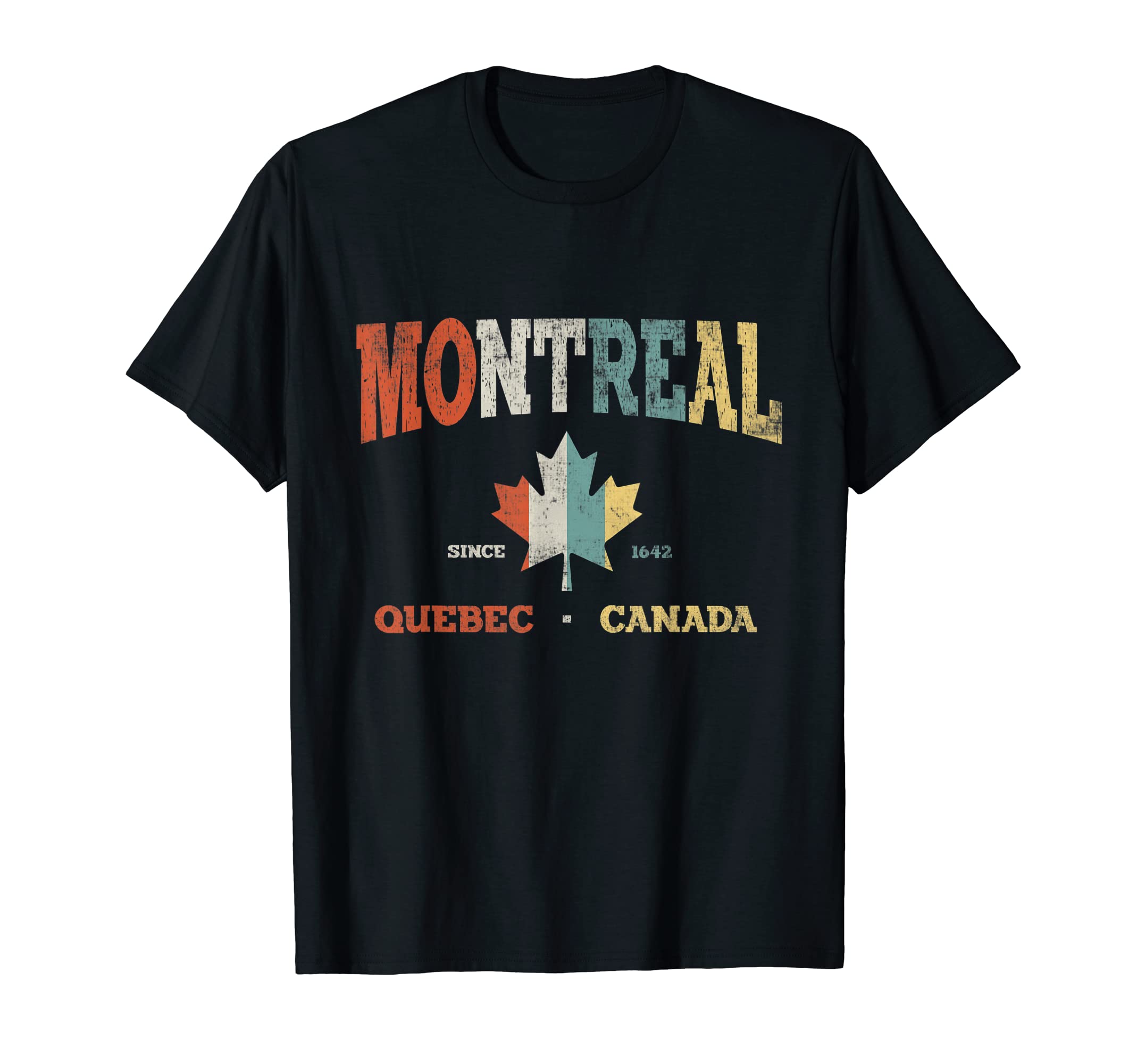 Funny Canada Montreal Quebec Travel CostumeVintage Montreal Quebec Canada Est. 1642 Retro 70s Canadian T-Shirt