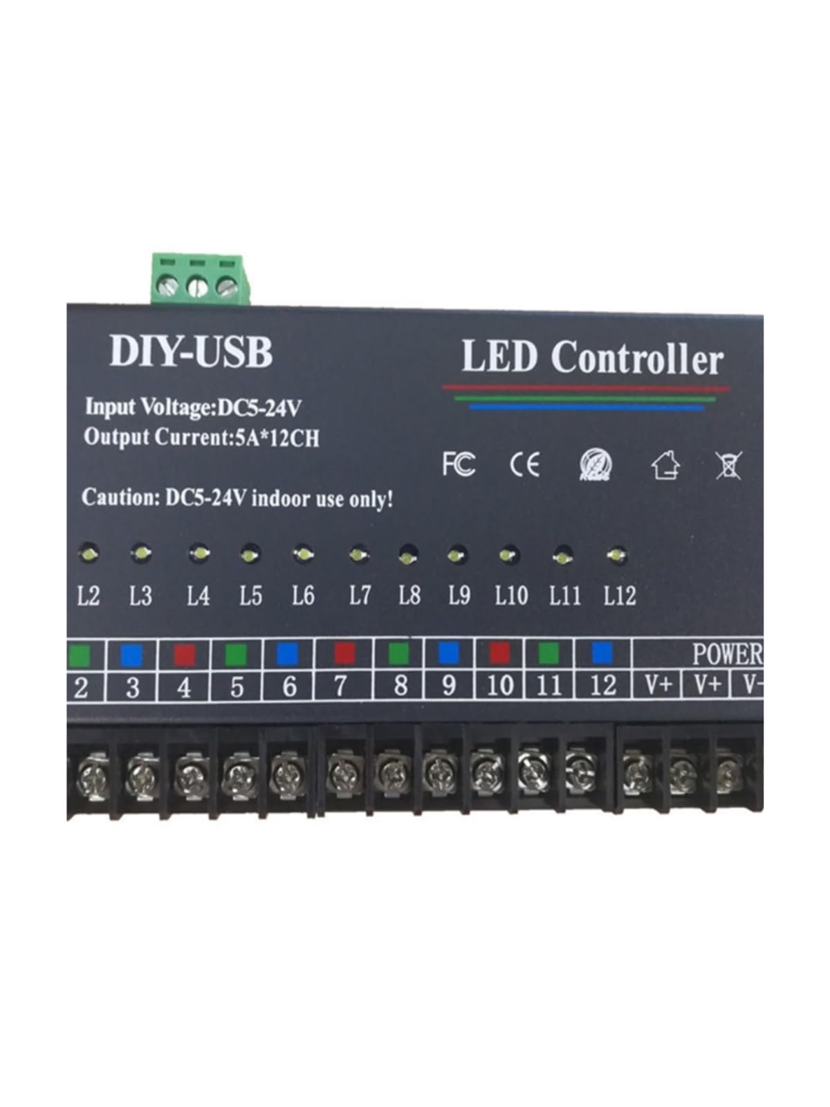 Controller programmabile USB fai da te a 12 canali, striscia luminosa LED monocromatica/RGB con gradiente di acqua che scorre e salta