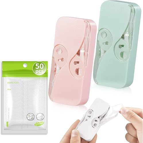 PASNOWFU Dispensador de hilo dental portátil 2 fundas para dispensadores automáticos de hilo dental 24 unidades de hilo dental en el interior y 50
