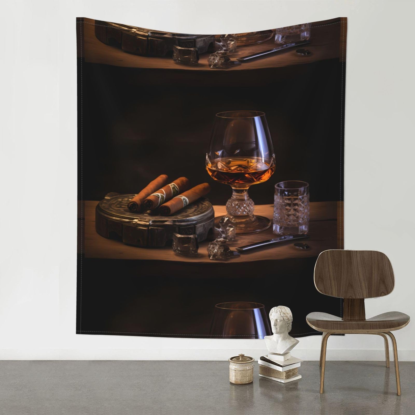 YYHWHJDE cigar and whiskey Prints 60x51in Wall Tapestry – High-Grade Polyester Throw for Dorm, Beach & Home Decor